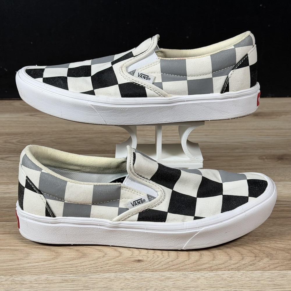Vans Checkerboard Slip-On Sneakers in Black, White & Gray